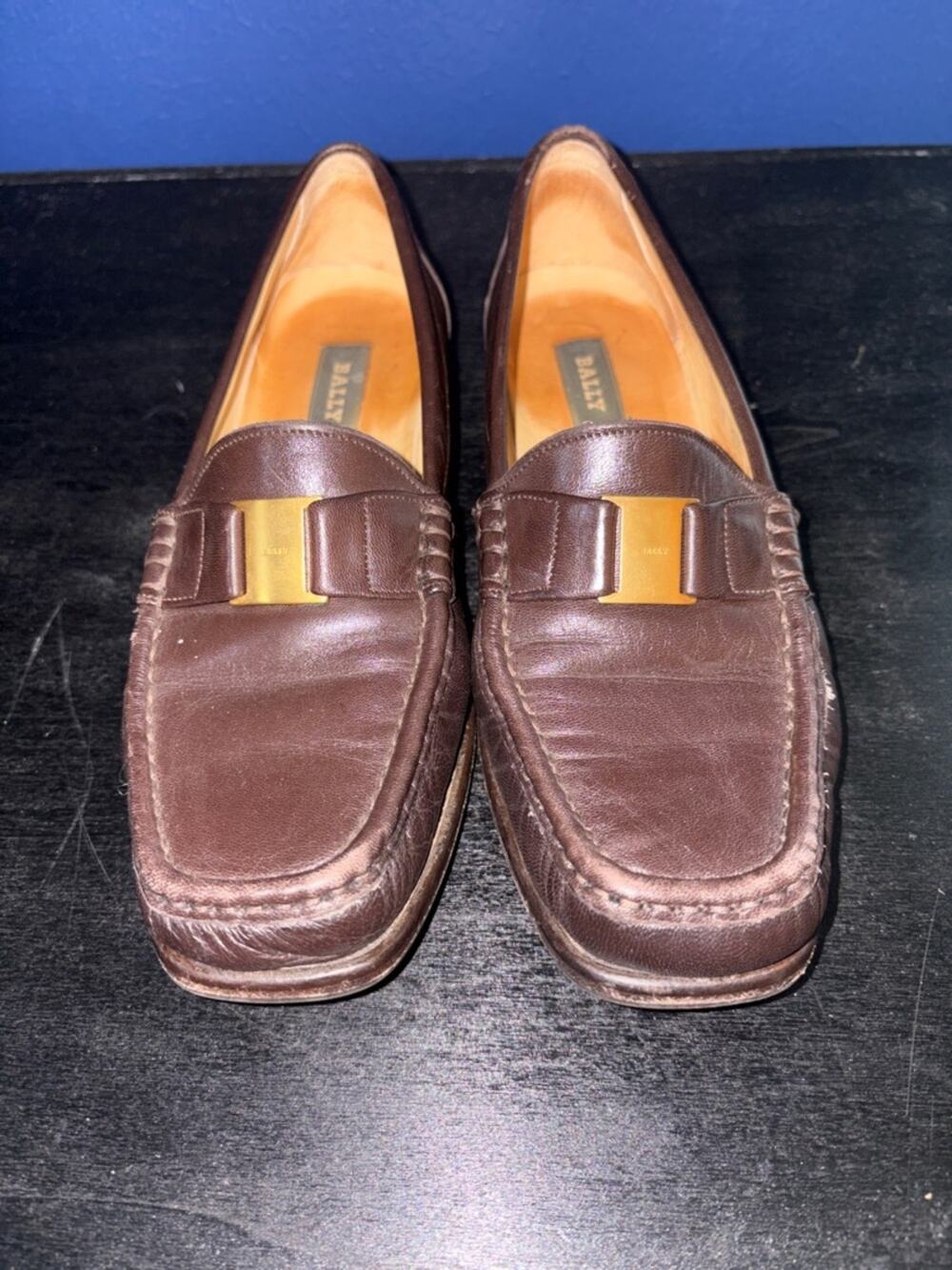Bally “Tempest” Leather Loafers – Brown with Gold Hardware